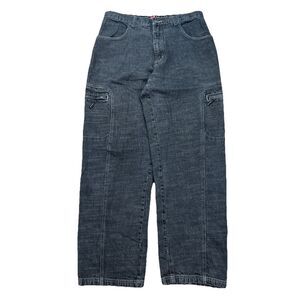 Vintage VIBES Baggy Jeans Men 36x34 Y2K Black Faded Distressed Wide Leg Skater